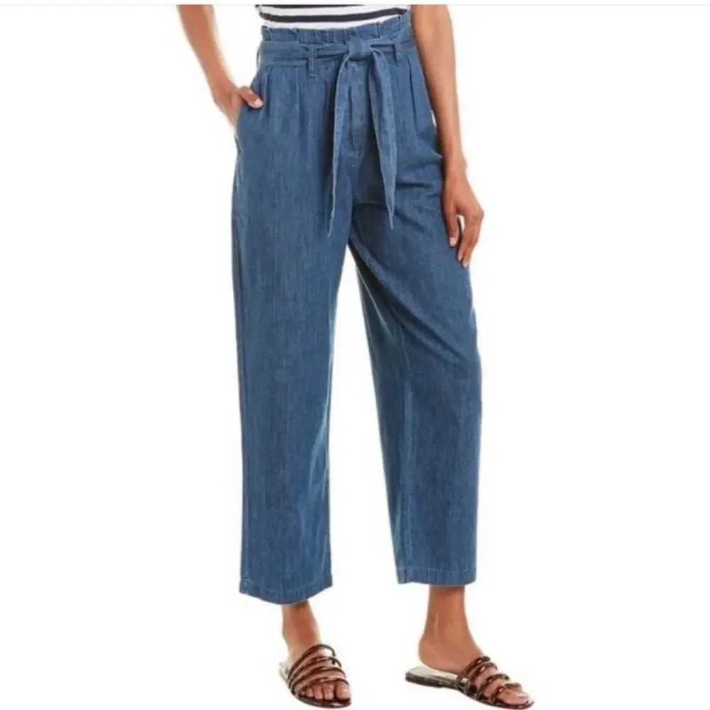 NWT J. Crew Re-Imagined High Rise Paperbag Chambray Pant jeans Sz 2